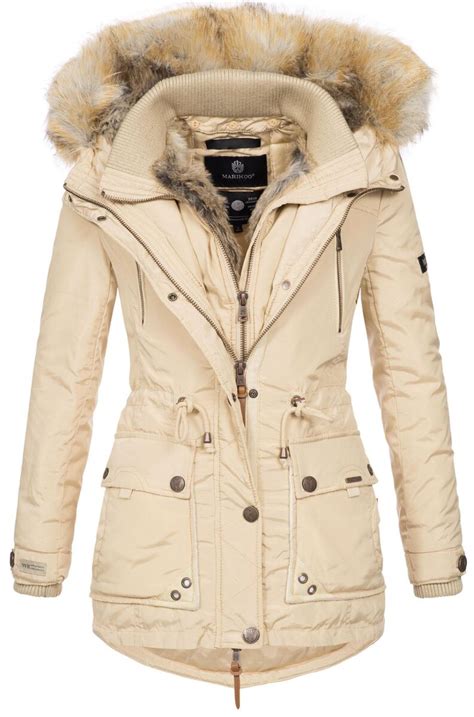 beige Winterjacken für Damen 